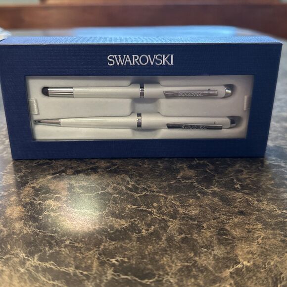 NEW in Box Swarovski Crystal Starlight Stylus & Ballpoint Pen & Pencil Set White - Picture 1 of 6